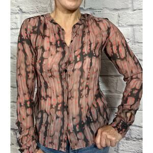 Y2K I Heart Ronson Semi SheerPink and Gray Tie Dye Blouse